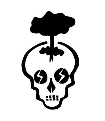 Skull with mushroom cloud and SS eyes